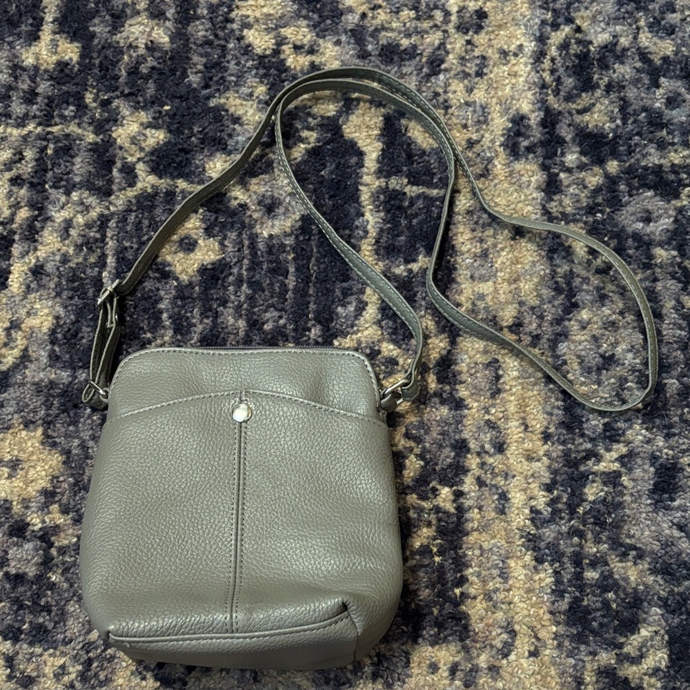 Elegant Gray Genuine Leather Crossbody Bag